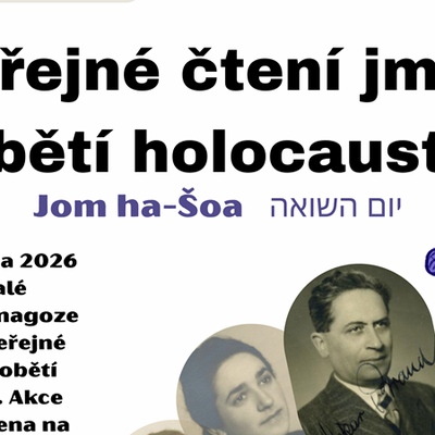 Jom ha-šoa – veřejné čtení jmen obětí holokaustu – středa 15. dubna od 16:30 v bývalé kralupské synagoze